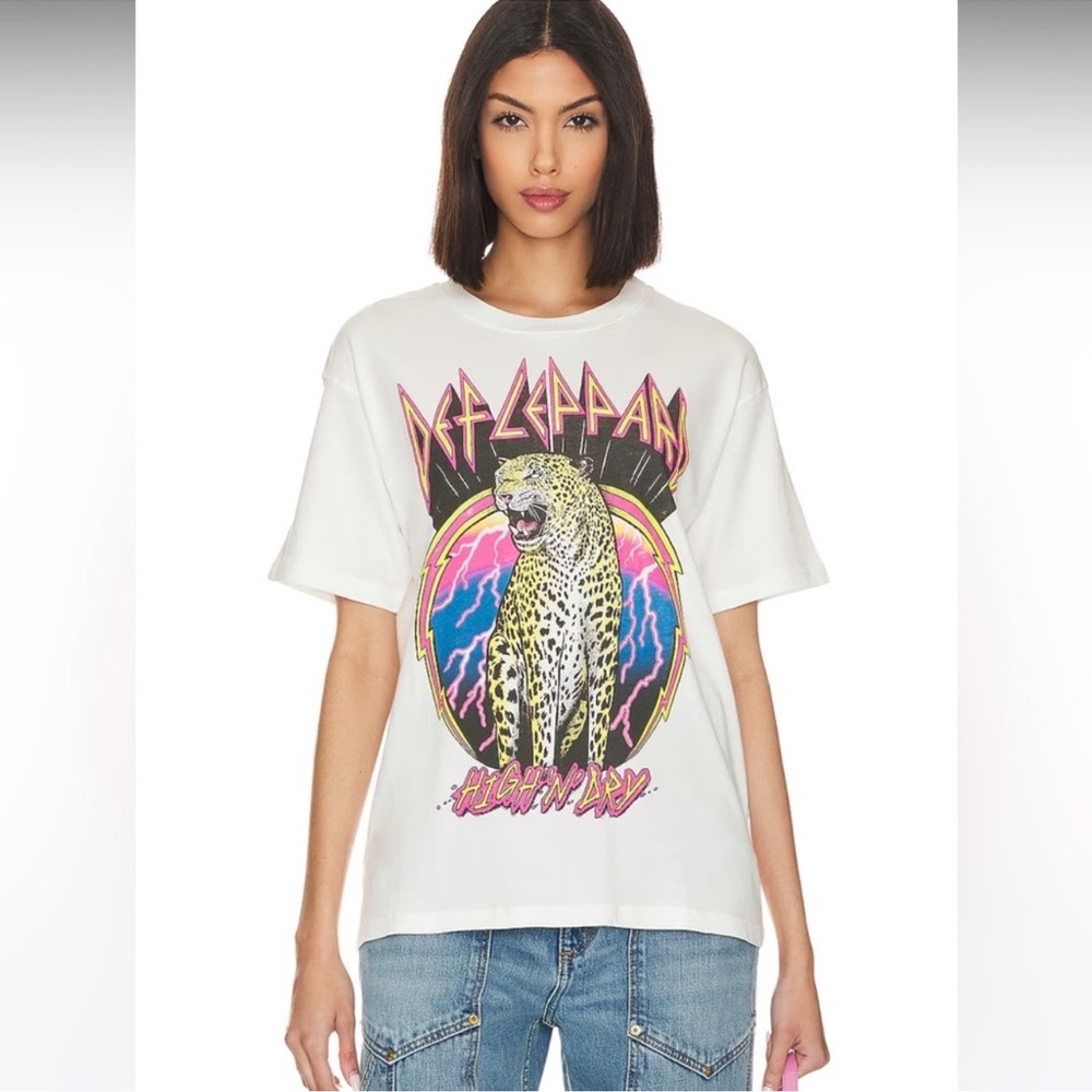 NWOT Daydreamer Revolve Def Leppard High N Dry Weekend BandTee, Rock 80s, Sz - L